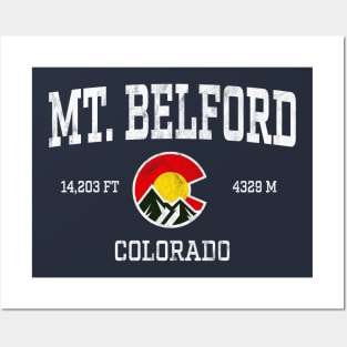 Mt Belford Colorado 14ers Vintage Athletic Mountains Posters and Art